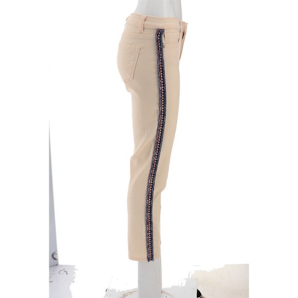 NWT DG2 DIANE GILMAN STRETCH Bouclé STRIPE SKINNY ANKLE JEANS CREAM - Picture 7 of 12